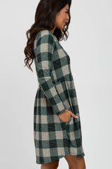 Forest Green Plaid Knit Dress