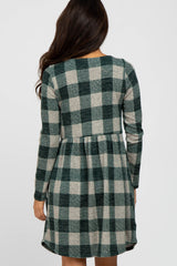 Forest Green Plaid Knit Dress