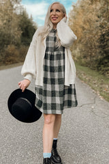 Forest Green Plaid Knit Dress