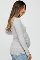 Heather Grey Soft Knit Ruched Maternity Top