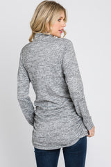 Heather Grey Soft Heathered Draped Wrap Nursing Top