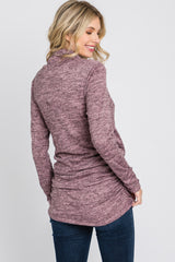 Mauve Soft Heathered Draped Wrap Nursing Top