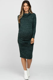 Green Knit Long Sleeve Cowl Neck Maternity Dress