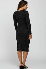 Black Heather Wrap Fitted Maternity Dress