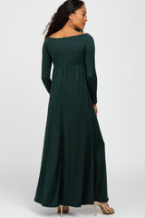 Forest Green Wrap Front Empire Waist Maxi Dress