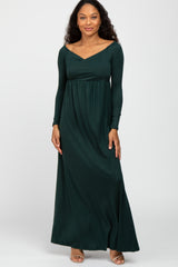 Forest Green Wrap Front Empire Waist Maternity Maxi Dress