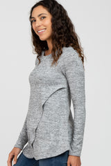 Heather Grey Knit Layered Front Nursing Top