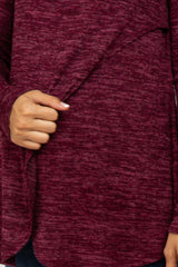 Burgundy Heather Knit Layered Front Maternity/Nursing Top