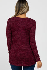 Burgundy Heather Knit Layered Front Nursing Top