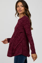 Burgundy Heather Knit Layered Front Maternity/Nursing Top