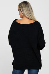 Black V-Neck Soft Maternity Sweater