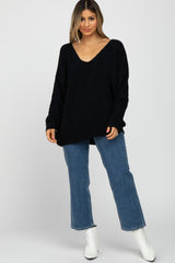 Black V-Neck Soft Maternity Sweater