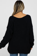 Black V-Neck Soft Sweater