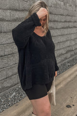 Black V-Neck Soft Sweater