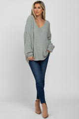 Mint Green V-Neck Soft Maternity Sweater