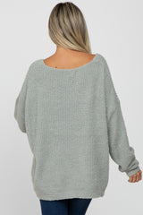 Mint Green V-Neck Soft Maternity Sweater