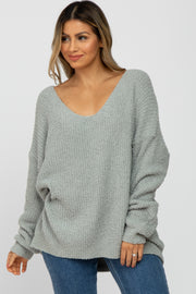 Mint Green V-Neck Soft Sweater