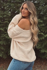 Beige V-Neck Soft Sweater