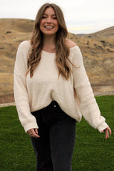 Beige V-Neck Soft Sweater