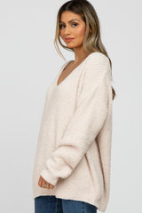 Beige V-Neck Soft Sweater