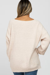 Beige V-Neck Soft Sweater