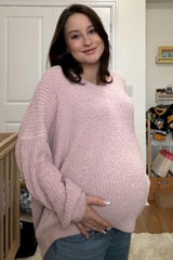 Light Pink V-Neck Soft Maternity Sweater