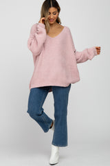 Light Pink V-Neck Soft Sweater