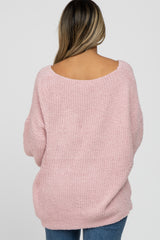 Light Pink V-Neck Soft Sweater