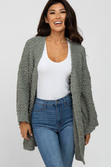 Olive Soft Popcorn Knit Maternity Cardigan