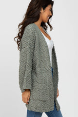 Olive Soft Popcorn Knit Cardigan