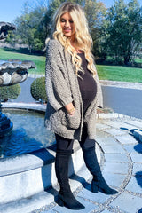 Olive Soft Popcorn Knit Maternity Cardigan