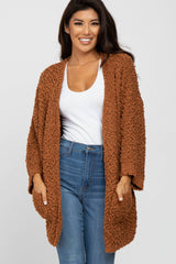 Camel Soft Popcorn Knit Maternity Cardigan