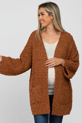 Camel Soft Popcorn Knit Maternity Cardigan