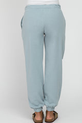 Light Blue Ripped Knee Maternity Sweatpants