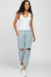 Light Blue Ripped Knee Sweatpants