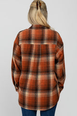 Rust Plaid Maternity Shacket