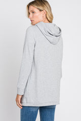 Heather Grey Layered Front Nursing Fleece Hoodie