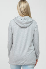 Heather Grey Layered Front Maternity/Nursing Fleece Hoodie