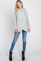 Heather Grey Layered Front Nursing Fleece Hoodie