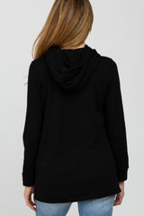 Black Layered Front Maternity/Nursing Fleece Hoodie