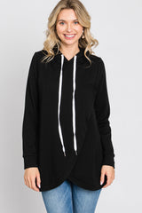 Black Layered Front Maternity/Nursing Fleece Hoodie