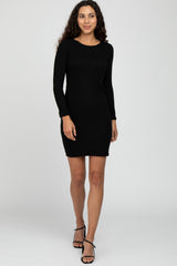 Black Knit Long Sleeve Dress