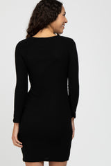 Black Knit Long Sleeve Dress