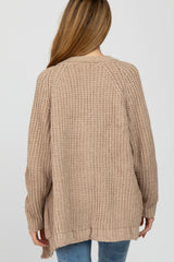 Taupe Ribbed Cable Knit Maternity Cardigan