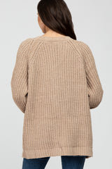 Taupe Ribbed Cable Knit Cardigan