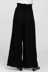 Black High Waist Tie Front Wide Pants