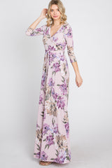 Lavender Floral Wrap Maxi Dress