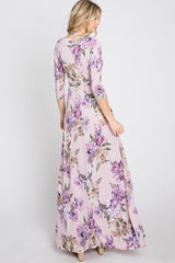 Lavender Floral Wrap Maxi Dress