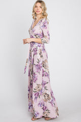 Lavender Floral Wrap Maxi Dress