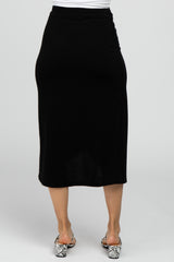 Black Wrap Midi Skirt